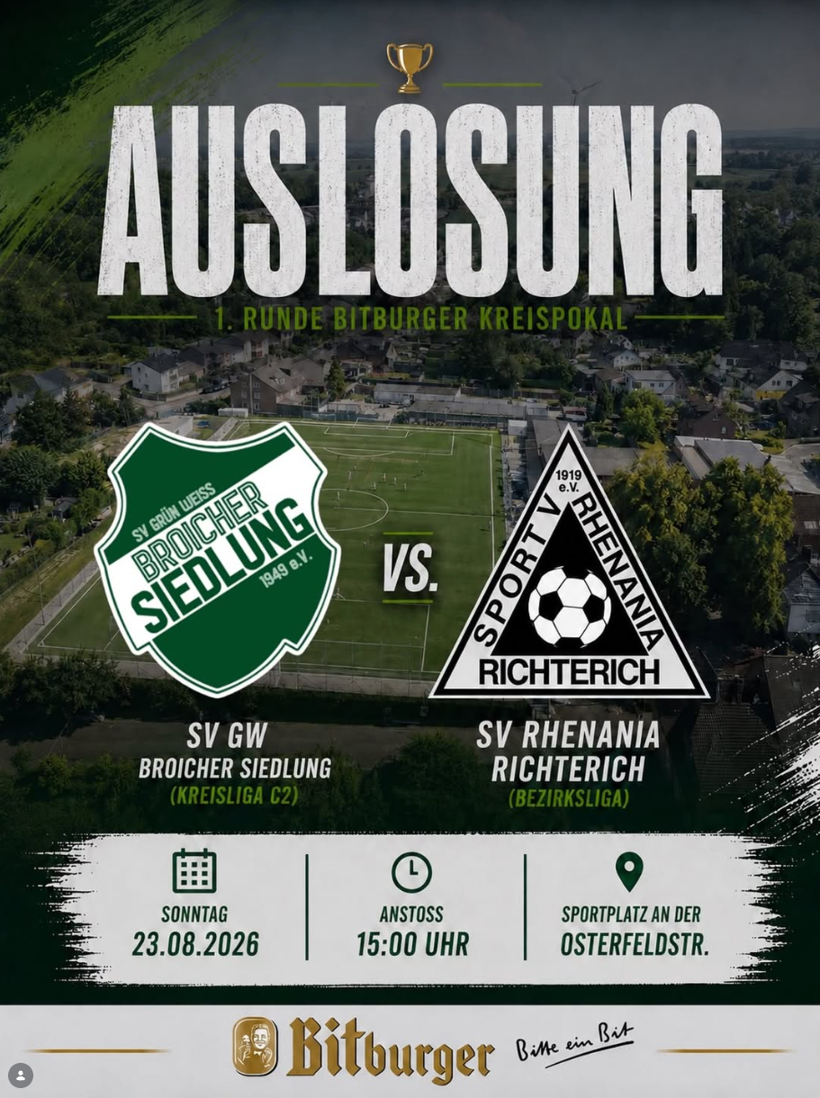 🏆 1. Runde des Bitburger-Kreispokals ausgelost! 🏆