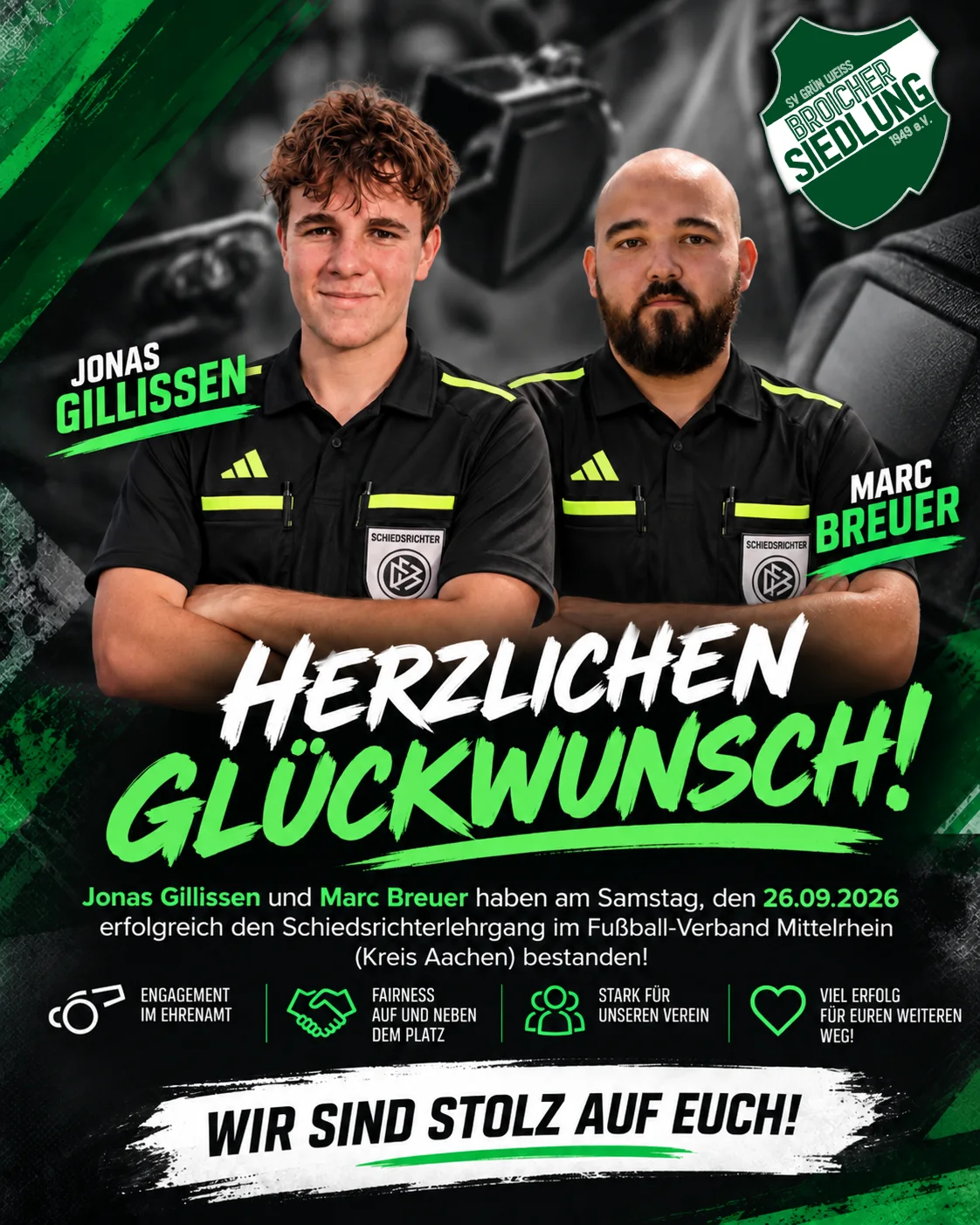 Herzlichen Glückwunsch, Jonas & Marc! 💚🤍