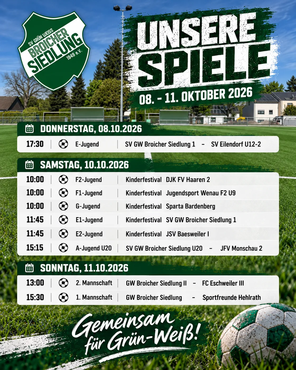 ⚽💚🤍 Unsere Spiele am Wochenende!