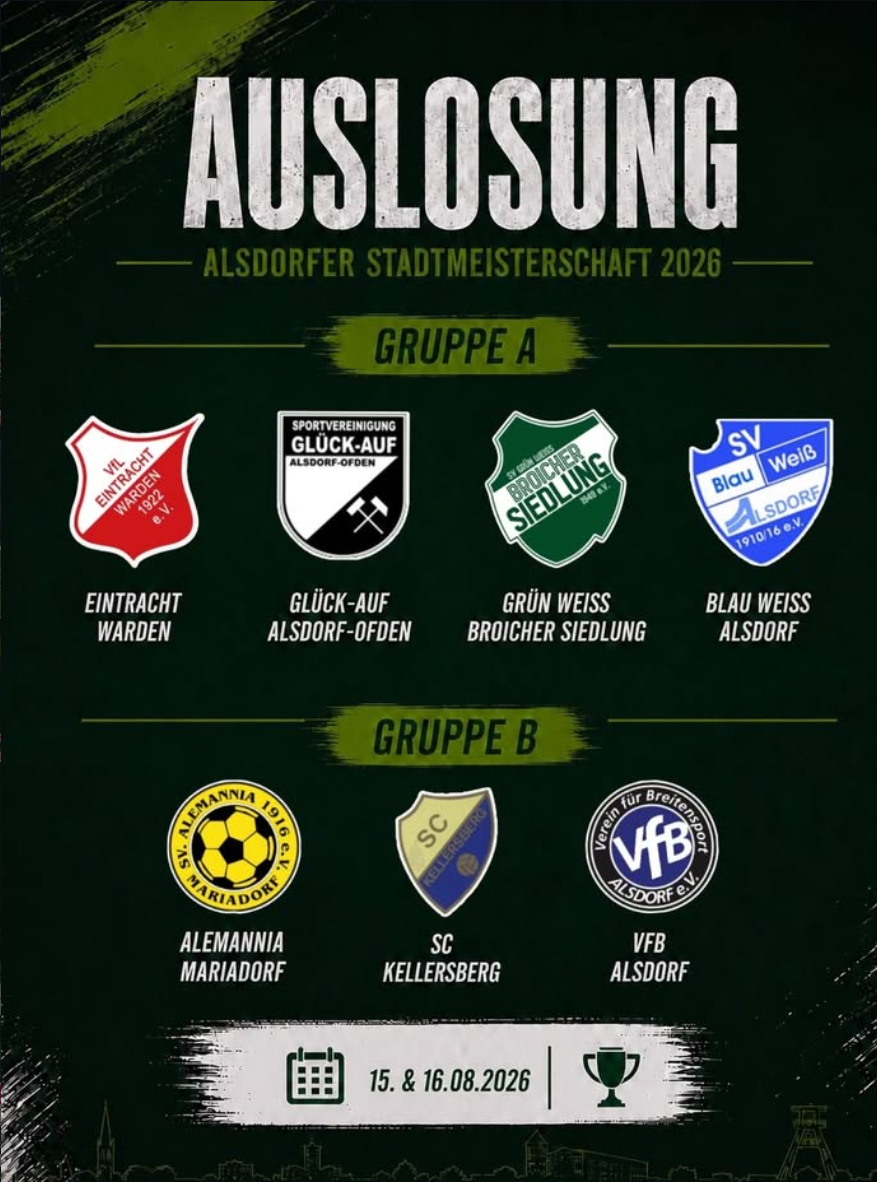 🏆 Auslosung der Alsdorfer Stadtmeisterschaft 2026 🏆